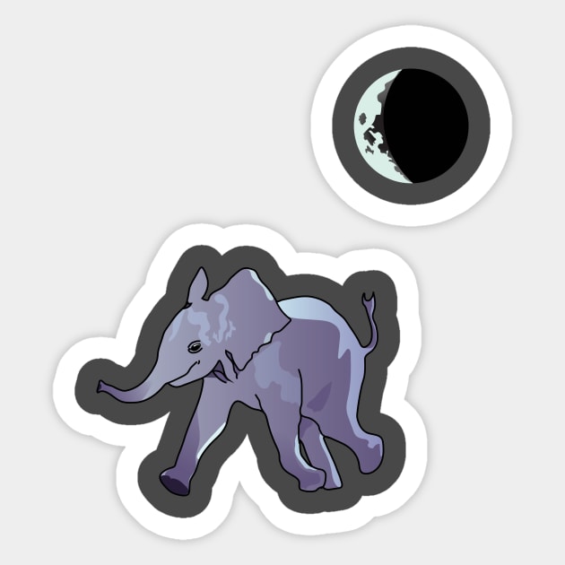 Baby Elephant's Midnight Stroll Sticker by ThinkingSimple